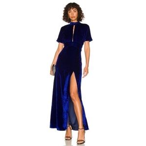 Lovers + Friends Navarin Maxi Dress Velvet Navy Blue Size XS New With Tags